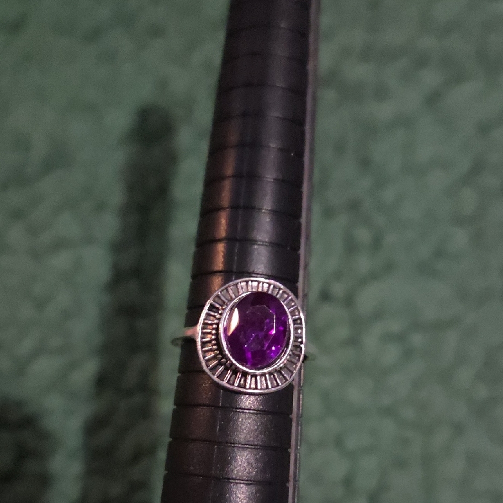 🩷3 For $10🩷Elegant Purple Gemstone Silver Ring Size 8